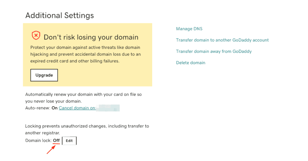 Domain Lock Disabled Godaddy