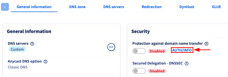 Request Auth Code Ovh