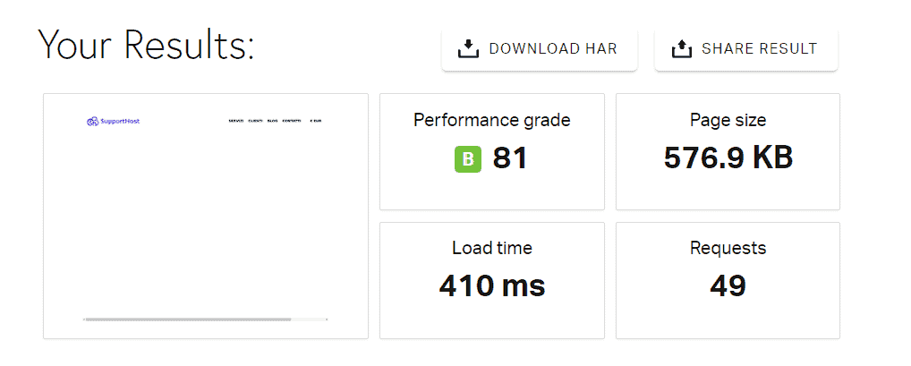 Speed Test Pingdom Example