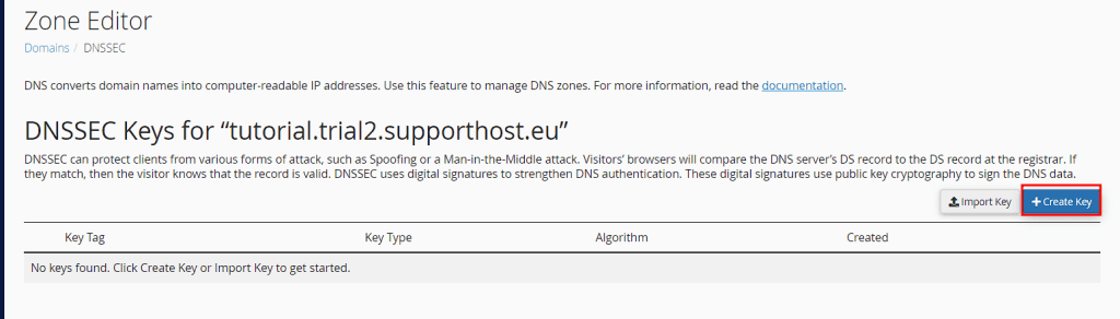 Dnssec Cpanel Create Key