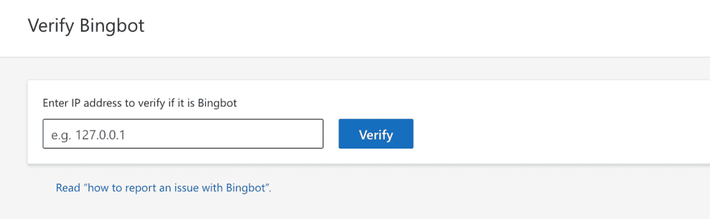 Verify Bingbot Bing Webmaster Tools