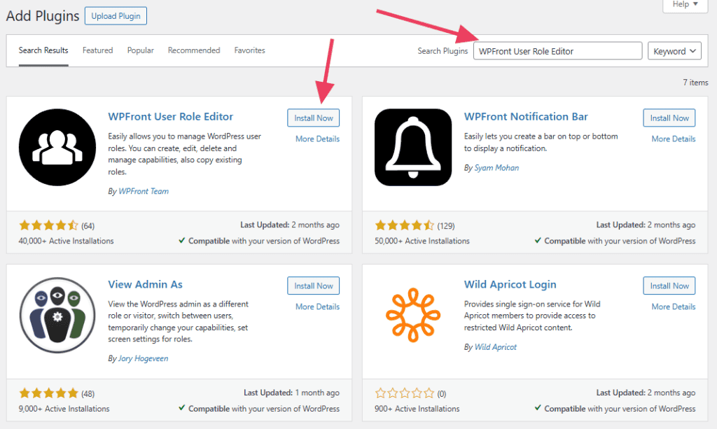 Install Wpfront User Role Editor Plugin