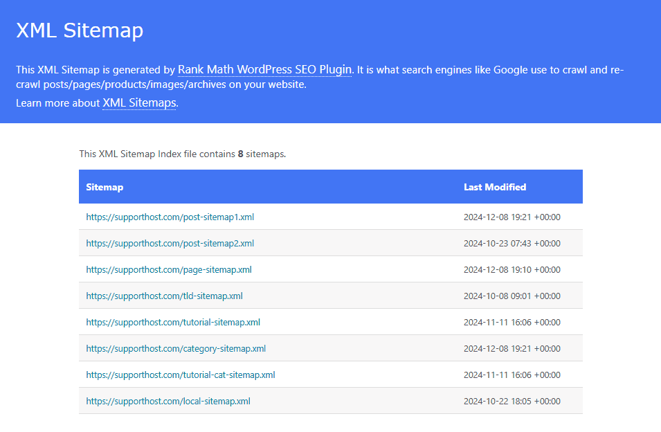 Supporthost Xml Sitemap