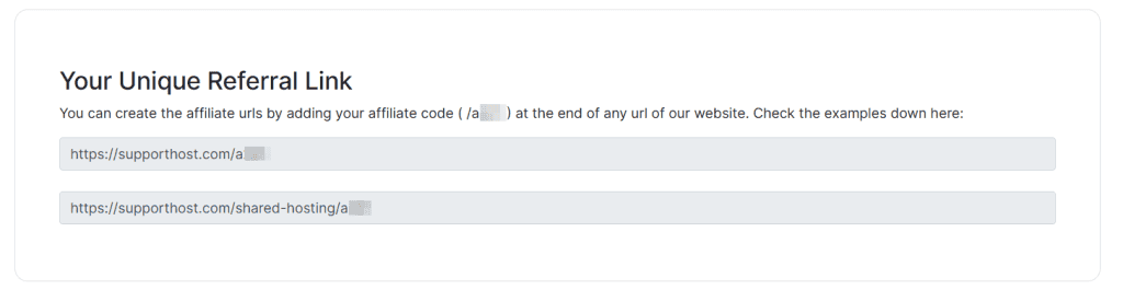 Unique Referral Link Supporthost Affiliate