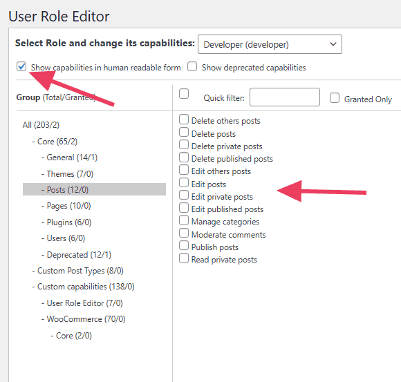 User Role Editor Human Form Labels