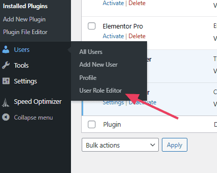 User Role Editor Page