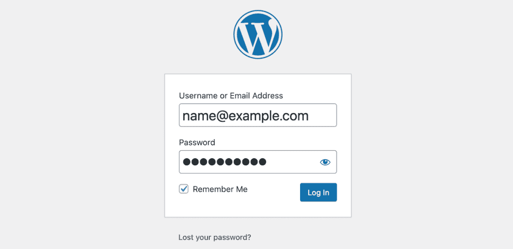 Wordpress Login Screen