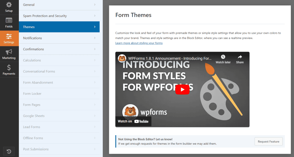 Wpform Settings Themes