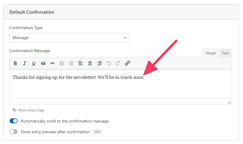 Wpforms Confirmation Message