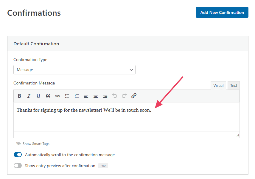 Wpforms Customize Confirmation Message