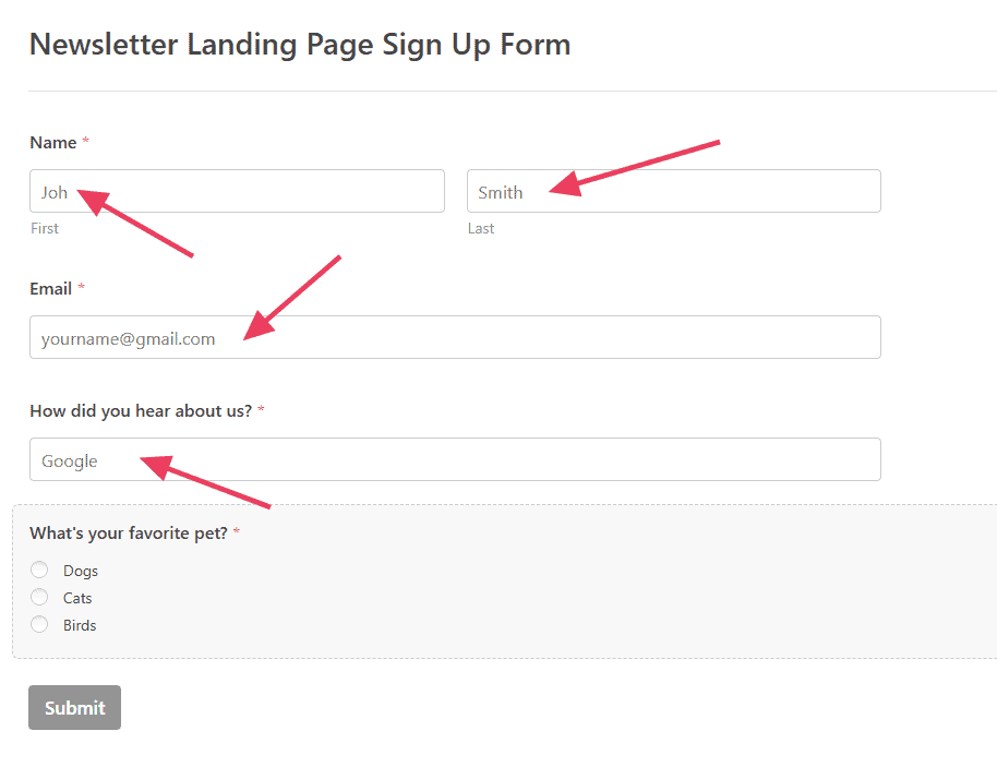 Wpforms Placeholder Text