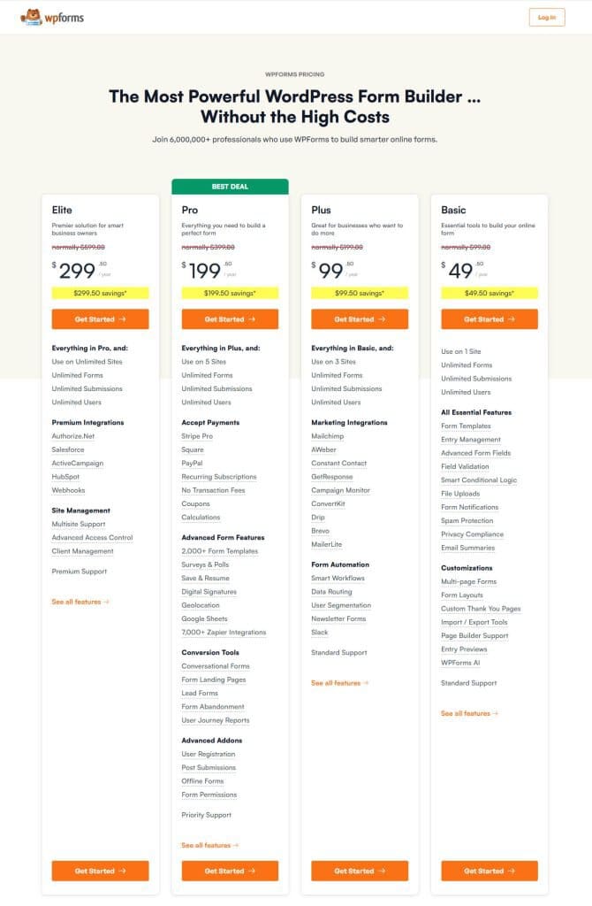 Wpforms Pricing Tiers