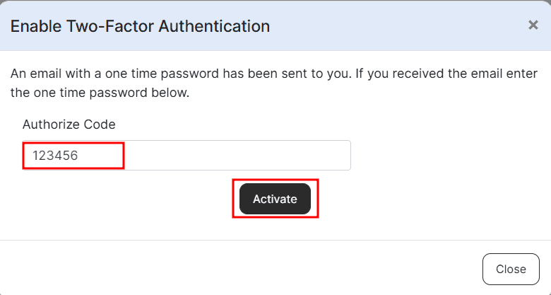 Activate 2fa Supporthost Via Email Otp Code