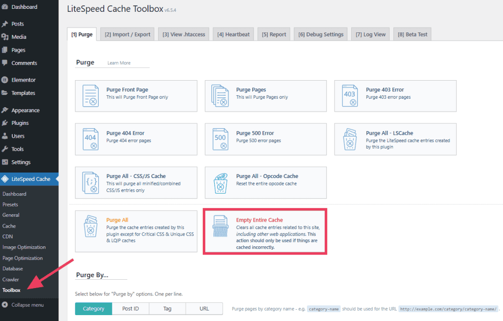 Clear WordPress Cache With Litespeed Cache