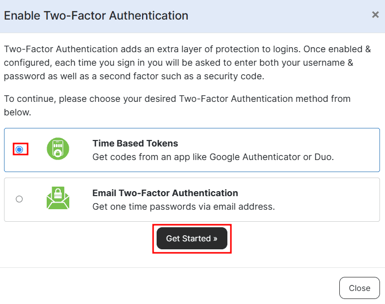 Enable 2fa Supporthost Time Based Tokens