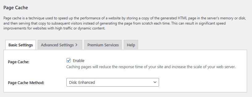 Enable Caching W3 Total Cache