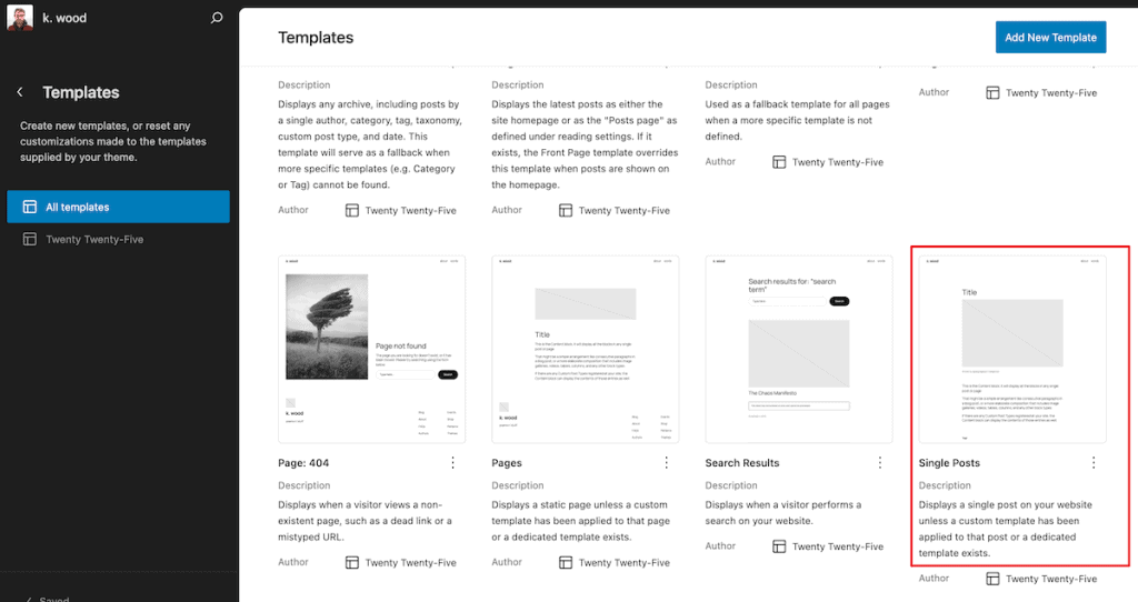 Rss Feed WordPress Edit Page Template