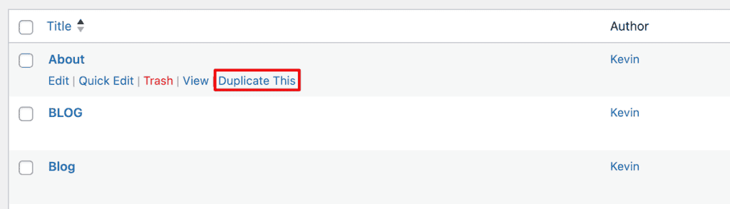 Wordpress Duplicate Page Duplicate This Link