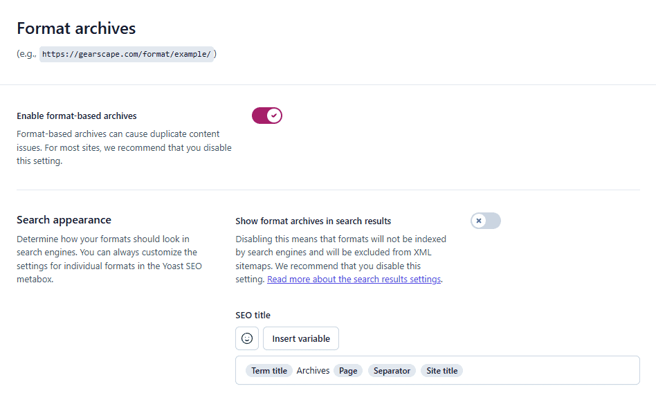 Yoast Format Archives