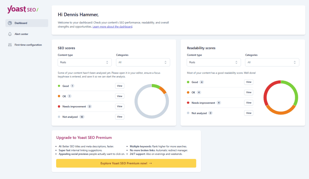 Yoast Seo Dashboard