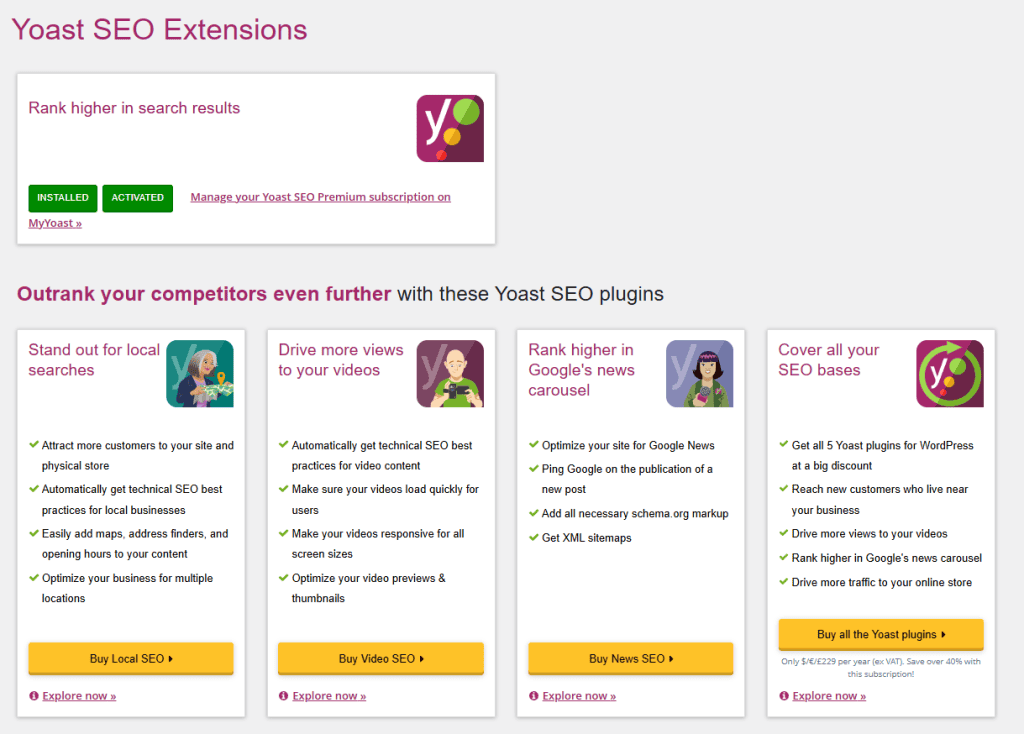 Yoast Upgrades