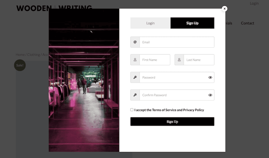 Woocommerce Login Popup Form Example