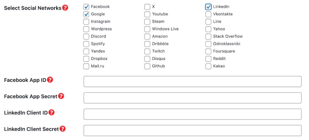 Woocommerce Login Select Social Networks