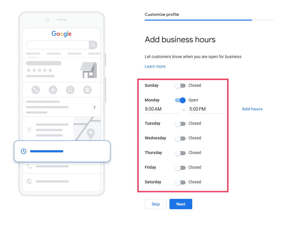 Add Business Hours