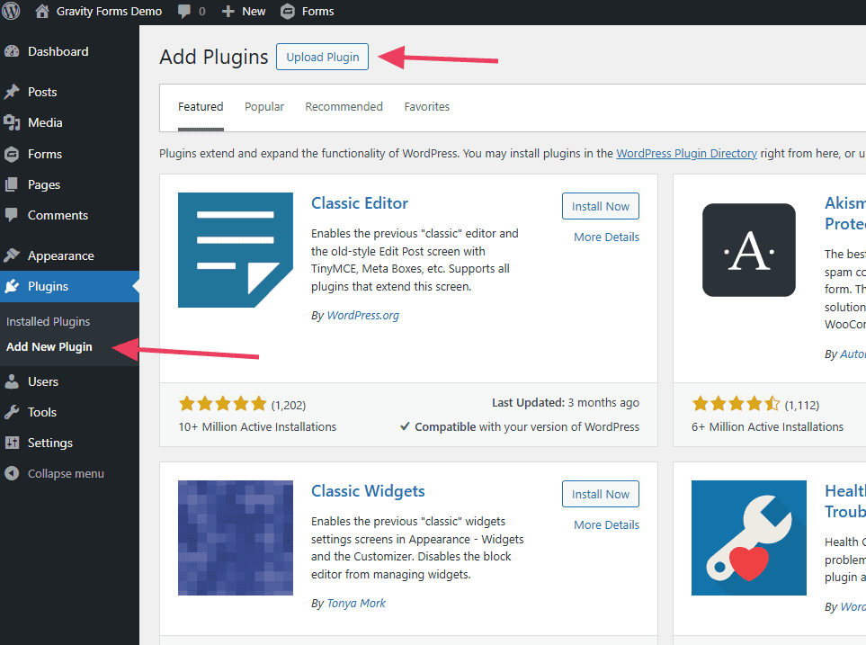 Add New Gravity Forms Plugin