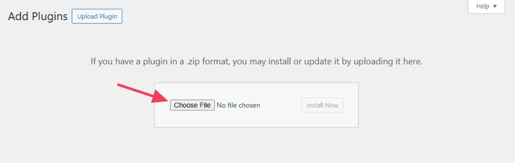 Choose File To Upload Plugin
