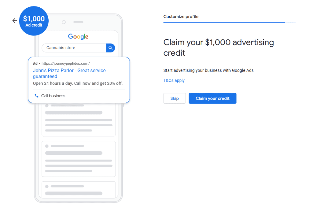 Claim Advertising Credit