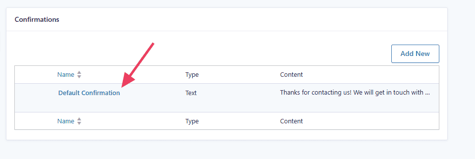 Edit Default Confirmation