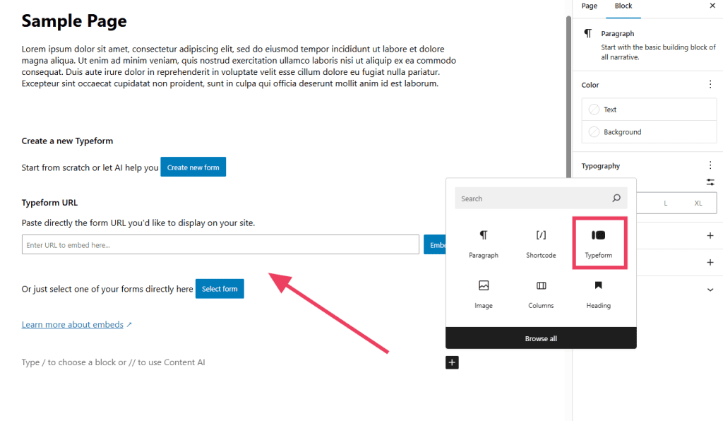 Embed Typeform
