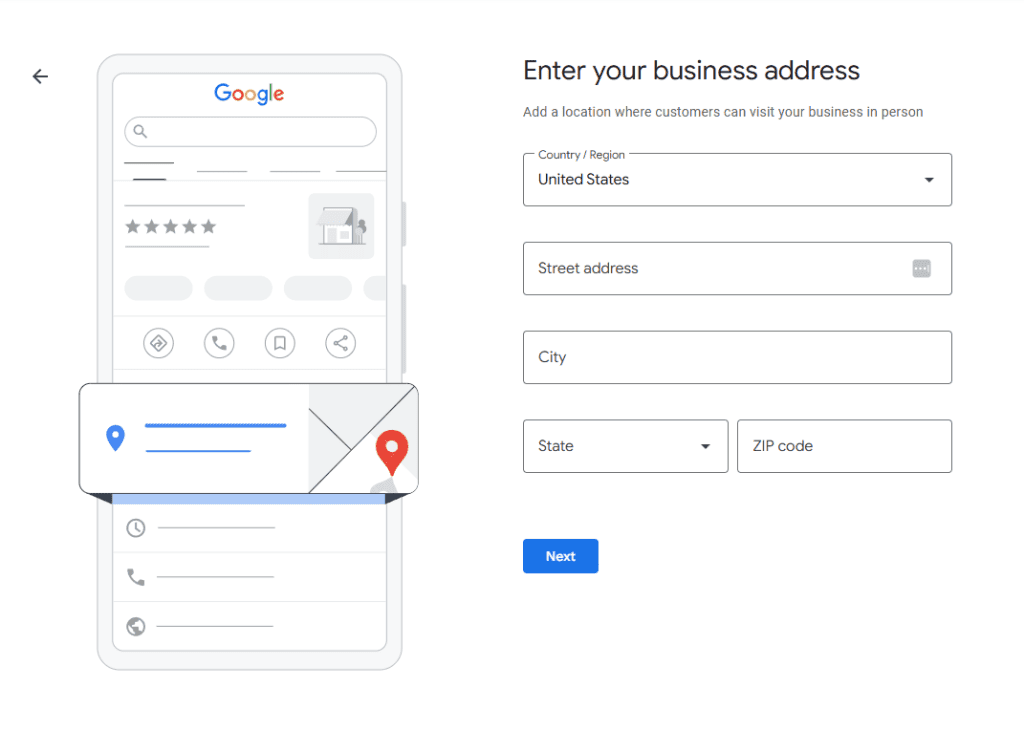 Enter Business Address