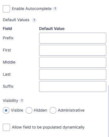 Field Advanced Options