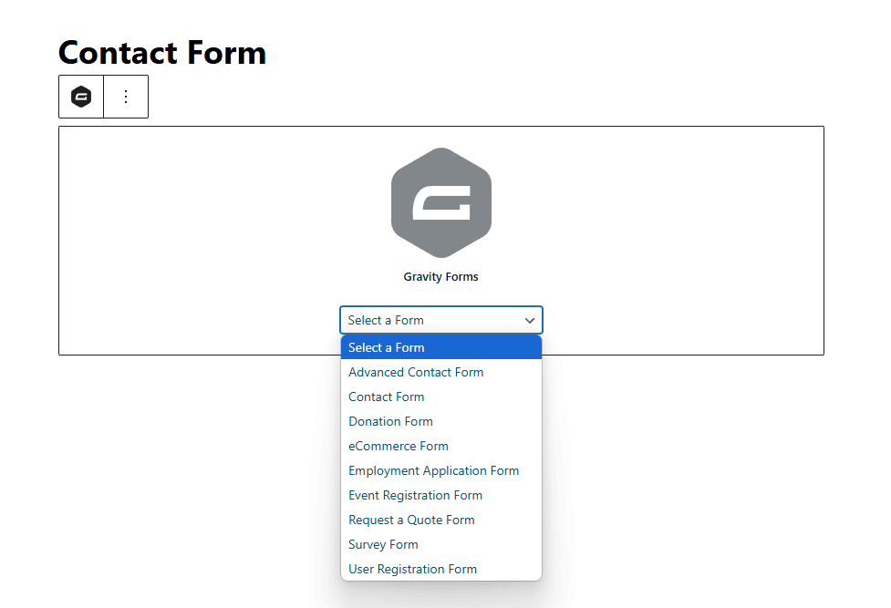 Gravity Forms Embed Block