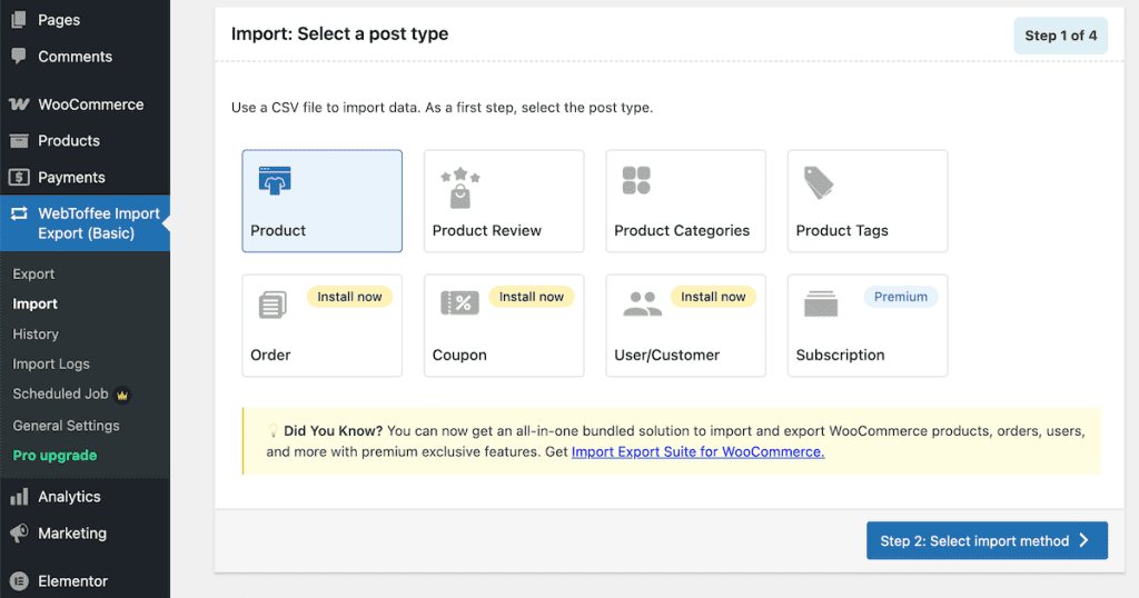 Import Woocommerce Products Install Product Import Export Webtoffee Select Product