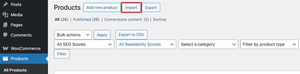 Import Woocommerce Products Native Feature