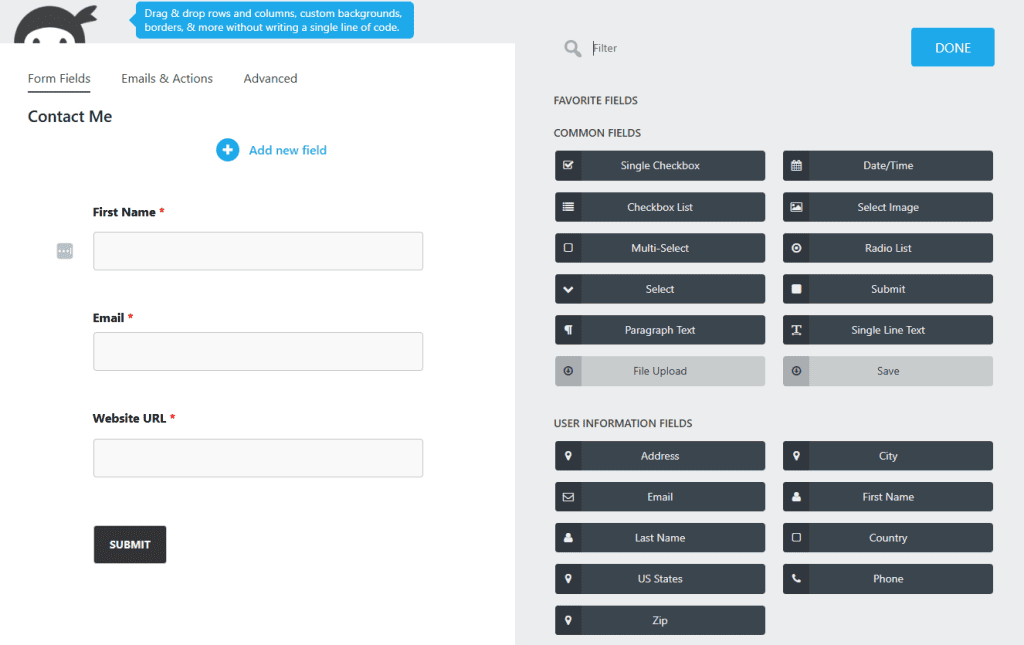 Best WordPress Form Plugins: Ninja Forms Builder