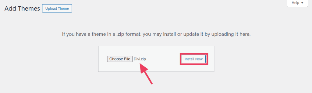 Upload Divi Theme