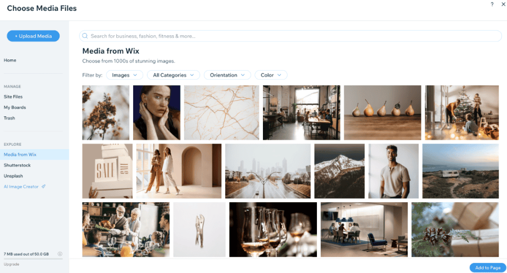 Wix Media Library
