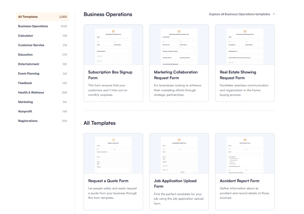 Wpforms Templates