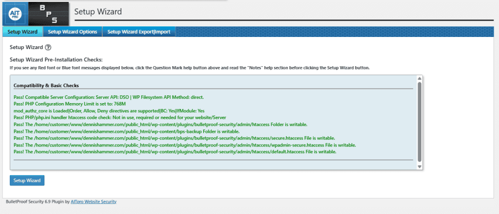 Bulletproof Security Setup Wizard