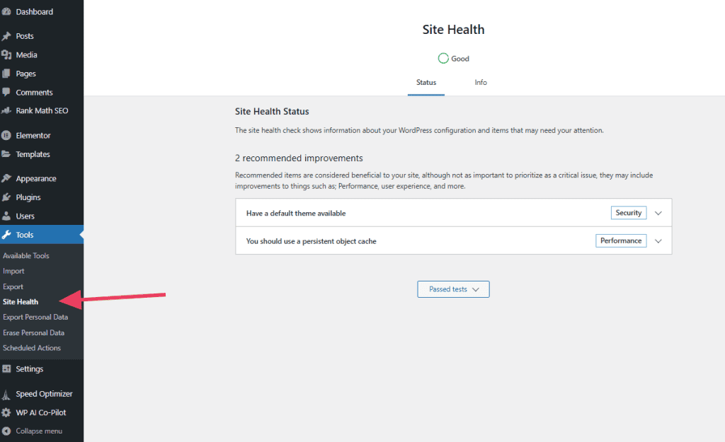 Check Php Version In Tools Site Health