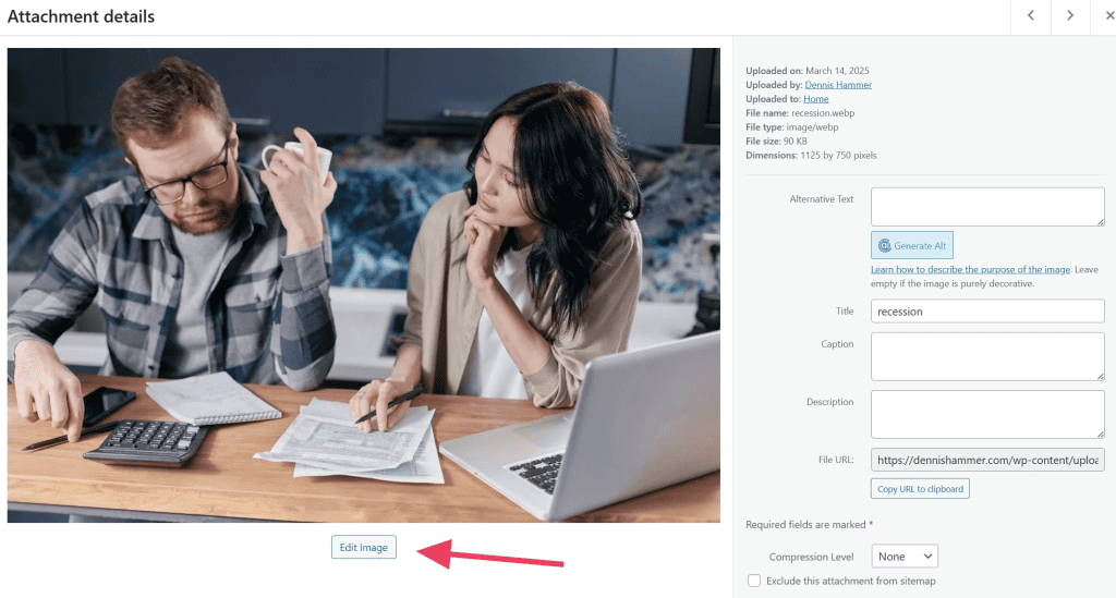 Edit Image Button In Media Library