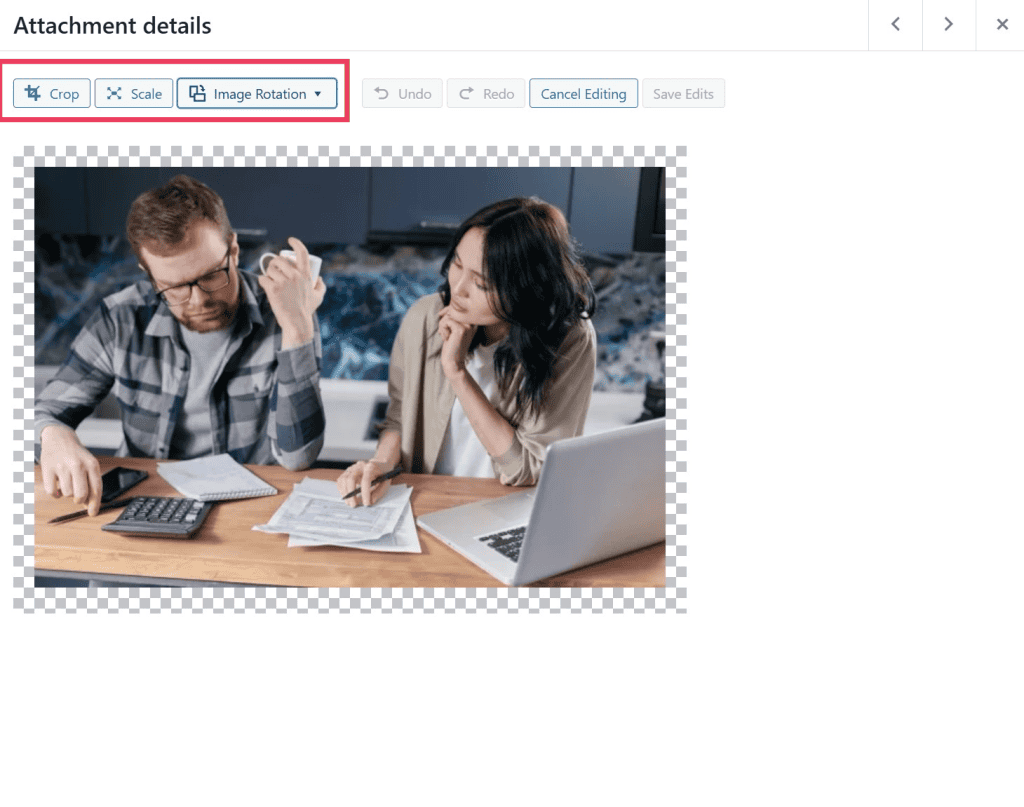 Edit WordPress Image In Library
