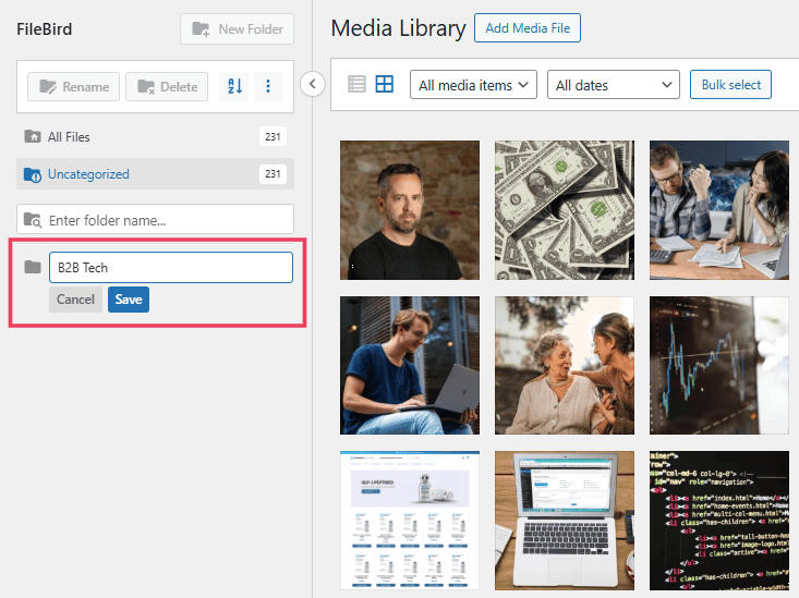 Filebird Name Folder