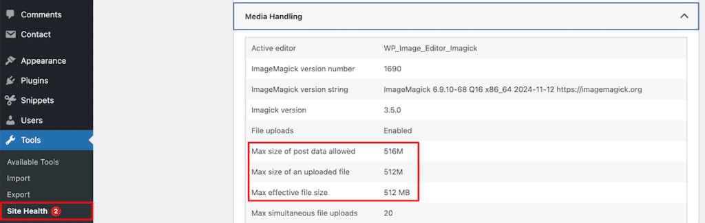 Increase Maximum Upload File Size In WordPress View Current Limit Site Health
