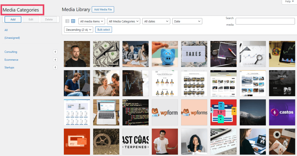 Media Library Organizer Categories