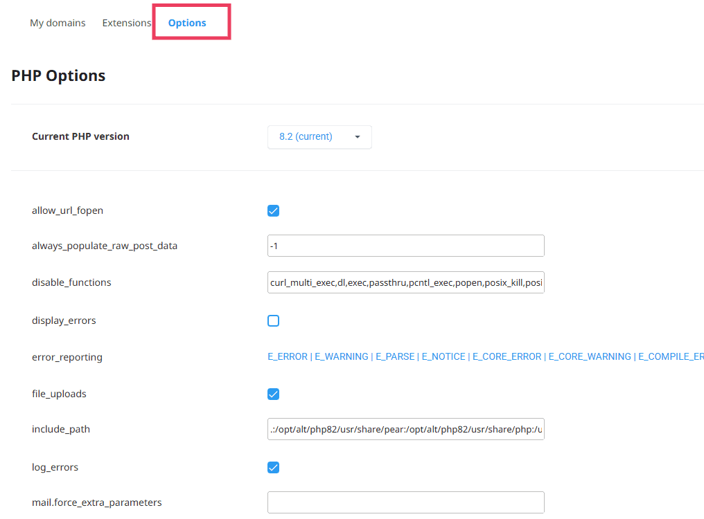 Php Options Manager